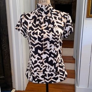 Printed mock neck top